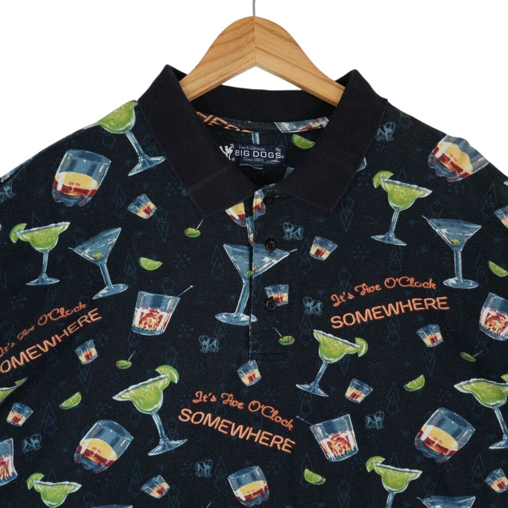 Big Dogs Polo Shirt Mens 2XL/3XL? Five O'Clock Somewhere Margaritas Cocktails